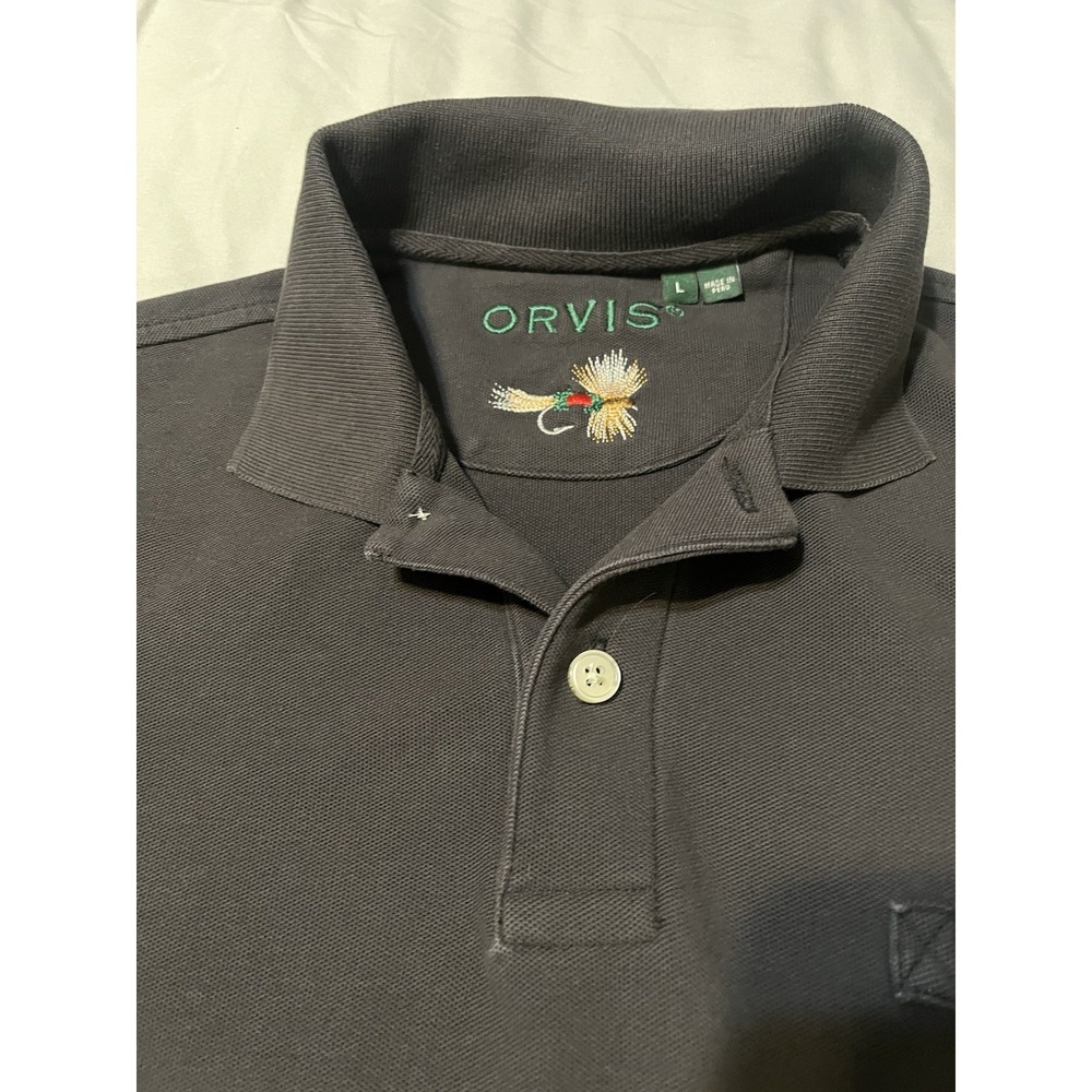 Orvis Signature Polo Shirt Black Men's L Sportsman Outdoor Heavy